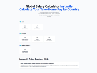 Salary Calculator : Salary-Calculator.ai helps you compare net salaries worldwide instantly screenshot