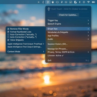 Hush Touch | Voice-to-Text for MacOS screenshot