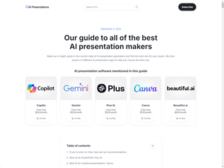 AI Presentation Makers : In-depth reviews of dozens of AI presentation makers screenshot