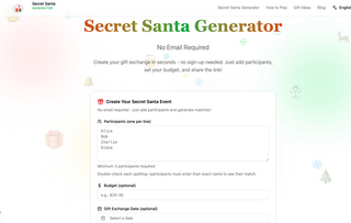 Secret Santa generator no email no signup screenshot