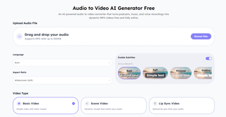 Audio to video AI generator screenshot