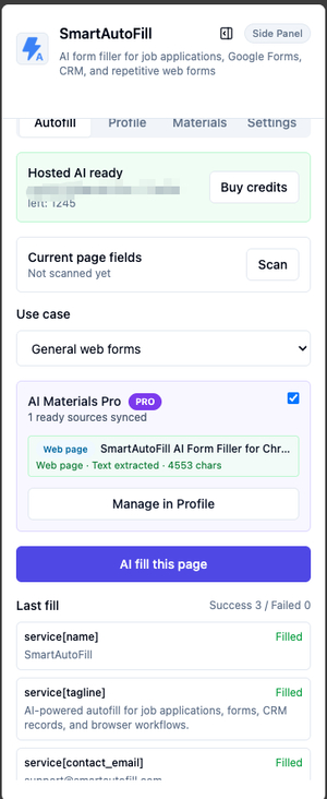 SmartAutoFill screenshot