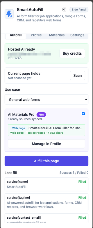 SmartAutoFill screenshot