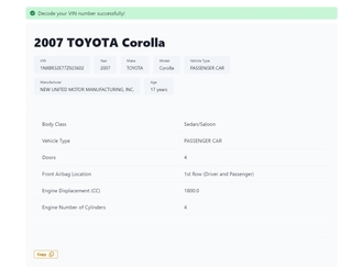 BMW VIN Decoder screenshot