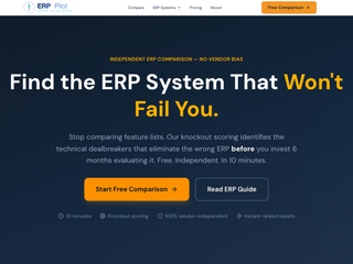 ERP Pilot : Independent ERP Comparison Tool screenshot