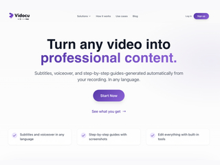 Vidocu : Turn screen recordings into professional videos and documentation screenshot