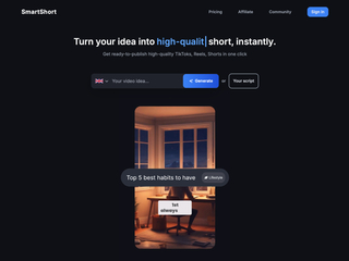 Smartshort: Text to video screenshot