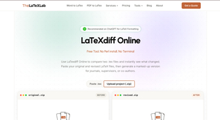 LaTeXdiff Online by TheLatexLab screenshot
