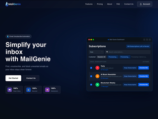 Mail Genie : Clean your inbox by unsubscribing from newsletters and marketing emails screenshot
