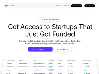 FundedIQ : Database of freshly funded startups that are ready to hire agencies screenshot