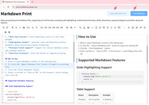 Print Markdown File & online tool screenshot
