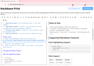 Print Markdown File & online tool screenshot