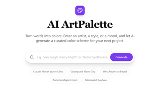 AI-driven intelligent color scheme generation: enter any keyword to automatically generate solid colors and coordinated color palettes, along with corresponding descriptions. screenshot