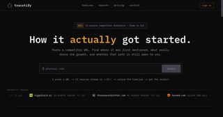 Competitor Launch Evidence Research — Tracetify screenshot