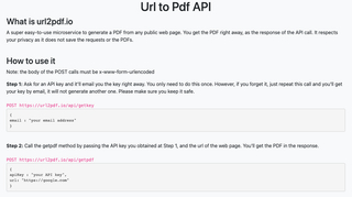 Url2Pdf API screenshot