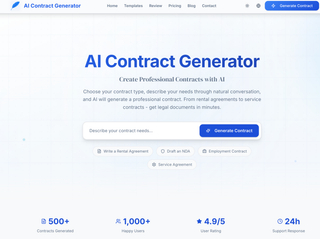 Free AI Contract Generator | Create Legal Agreements Online screenshot