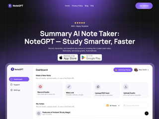 NoteGPT : AI note-taking app that records, transcribes, and summarizes lectures screenshot