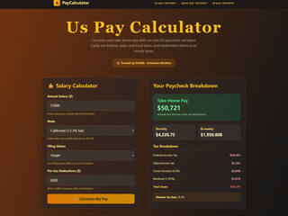 PayCalculator : PayCalculator.ai instantly calculates take-home pay with tax breakdowns screenshot