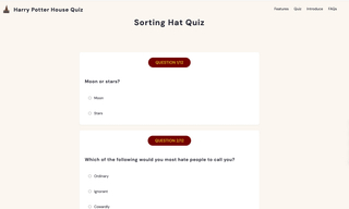 Harry Potter House Quiz screenshot