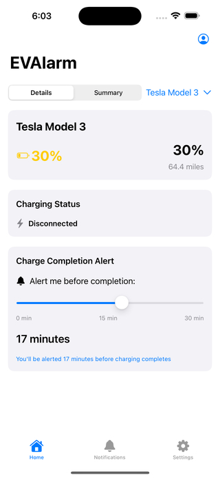 EVAlarm screenshot