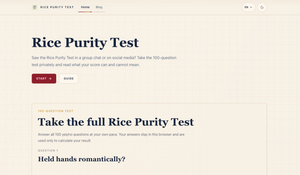 The Rice Purity Test screenshot