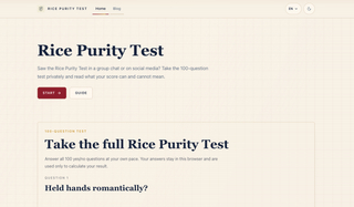 The Rice Purity Test screenshot