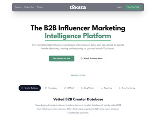 Toksta : B2B Influencer Marketing Platform screenshot