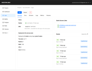 Hostim.dev screenshot