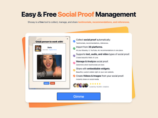 Shosay : AI Powered Free Social Proof Management - Testimonials, References, Recommendations screenshot