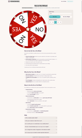 Yes or No Wheel screenshot