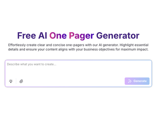 AI One Pager Generator  : AI-powered one-pager designs, fast and effortless. screenshot