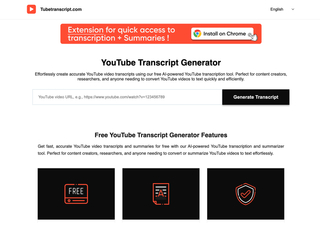 Tubetranscript : YouTube Transcript Generator screenshot