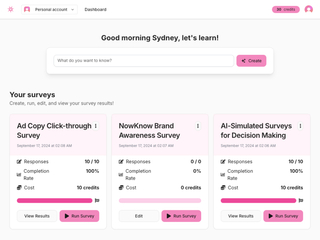 NowKnow: Surveys answered by AI personas screenshot