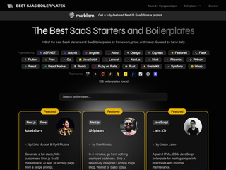 Best SaaS Boilerplates : SaaS boilerplates, expertly curated. screenshot