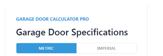 Garage door calculator screenshot