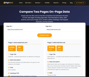 DigiForBiz Page Comparison Tool screenshot