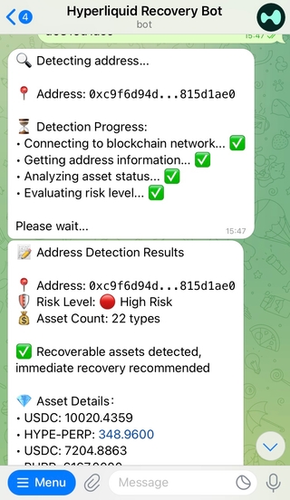 Hyperliquid Recovery Bot screenshot