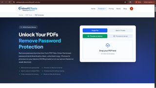 PDF Unlocker Tool – Remove PDF Restrictions Instantly | OnlinePCTools screenshot