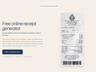 Receipts Maker : Online receipt generator screenshot