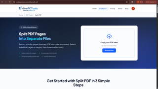 PDF Split Tool – Split PDF Pages Online Instantly (No Upload) | OnlinePCTools screenshot