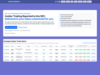 Insider Trade Alerts : Alerts users for SEC Form 4 Insider Trading Activity screenshot