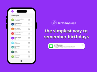 birthdays.app : Birthday reminders via text message screenshot