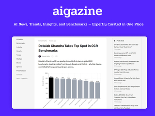 Aigazine : The Go-To Source for AI Benchmarks, News, Research & Industry Insights screenshot