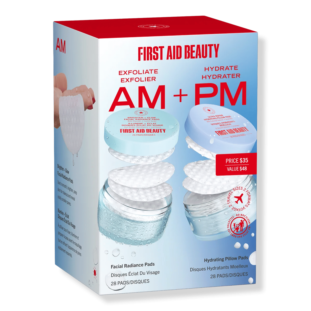 Exfoliate AM + Hydrate PM Travel Size Skincare Pads Duo