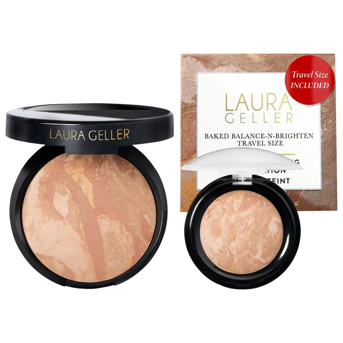 Balance and Brighten Color Correcting Baked Powder Foundation, Full Size + Deluxe Mini