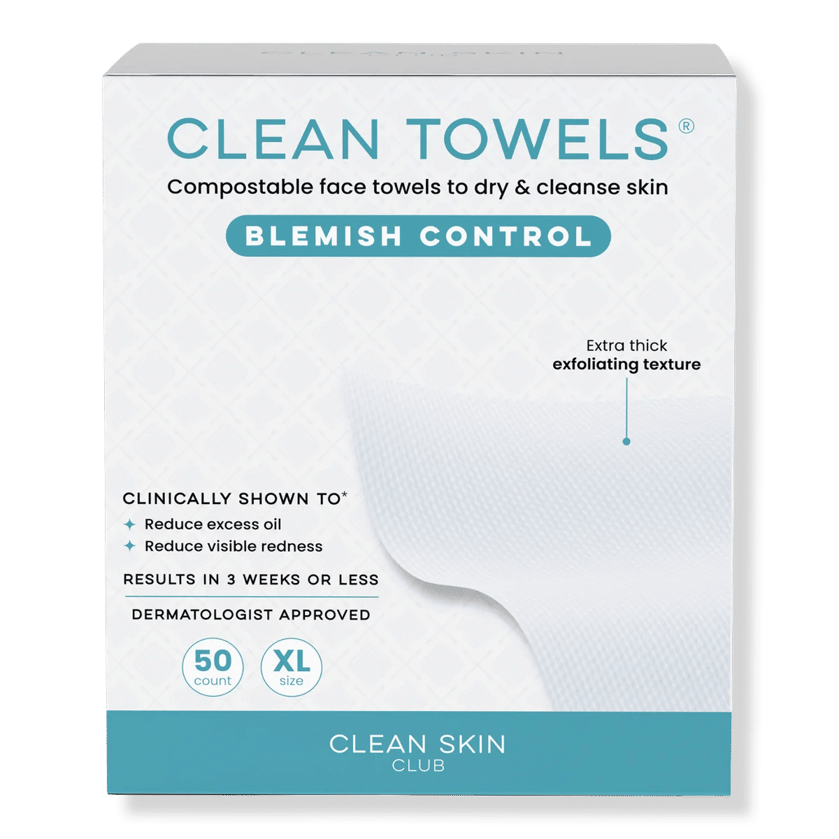 Clean Towels Blemish Control Disposable Face Towels - 50 ct