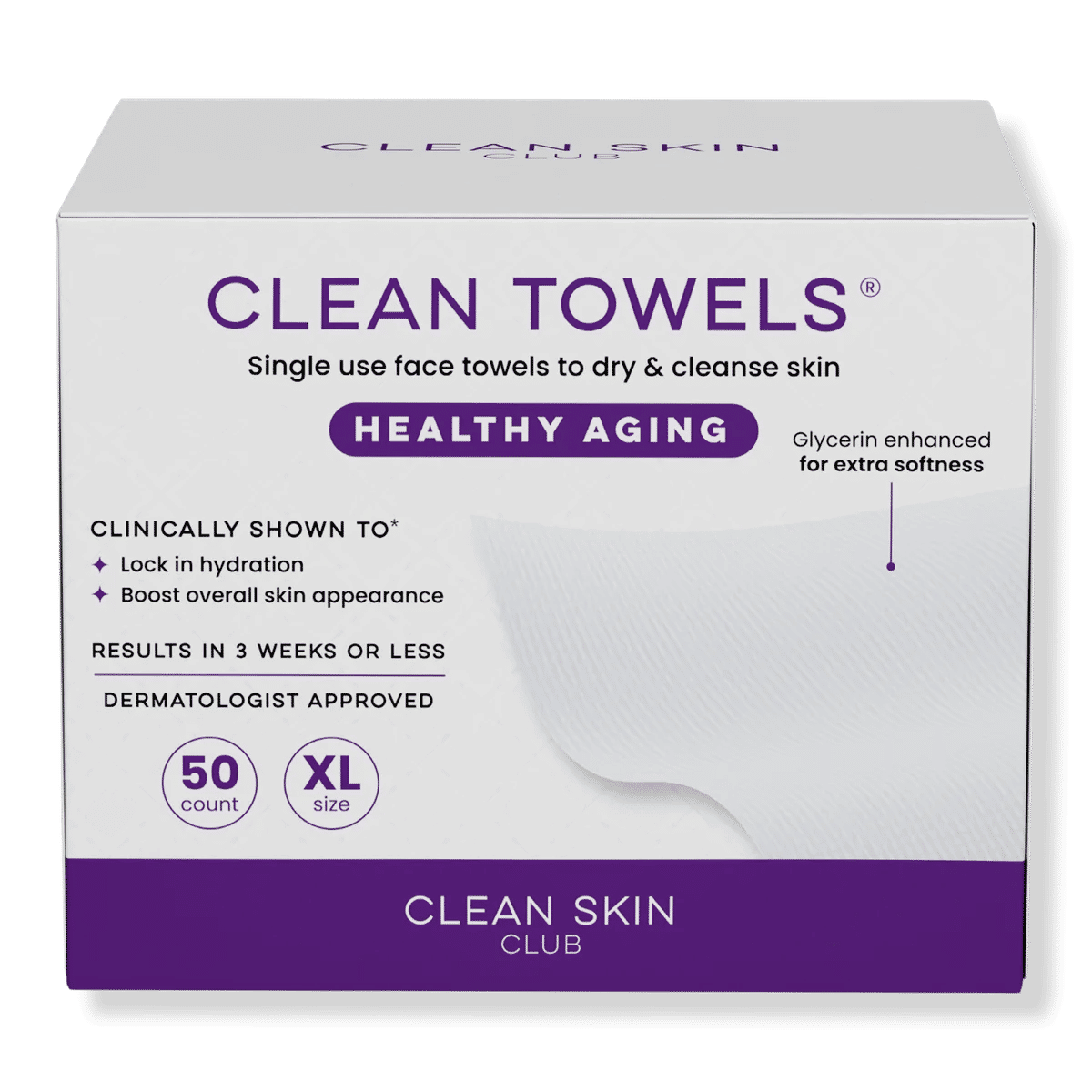Clean Towels Healthy Aging Disposable Face Towels - 50 ct