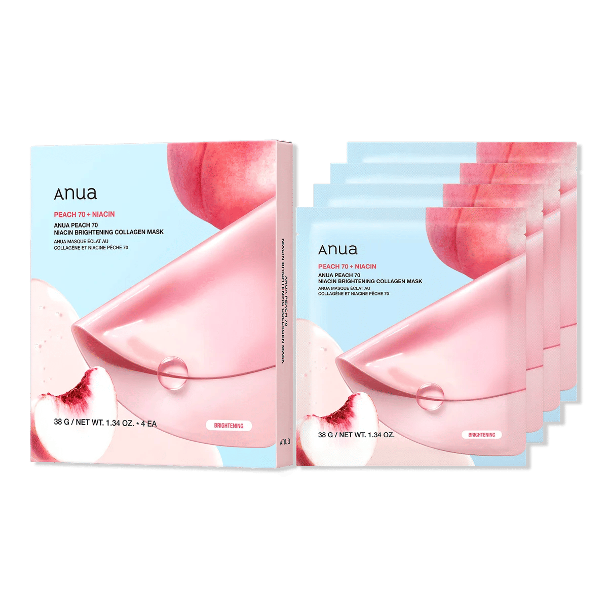 Peach 70 Niacin Brightening Collagen Mask - 4 ct