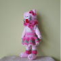 žaislai | minkšti | rankų darbo megzta katė su rožine suknel