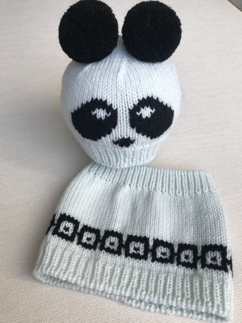 apranga berniukams | Kepurės | merino vilnos komplektukas "panda" mažyl
